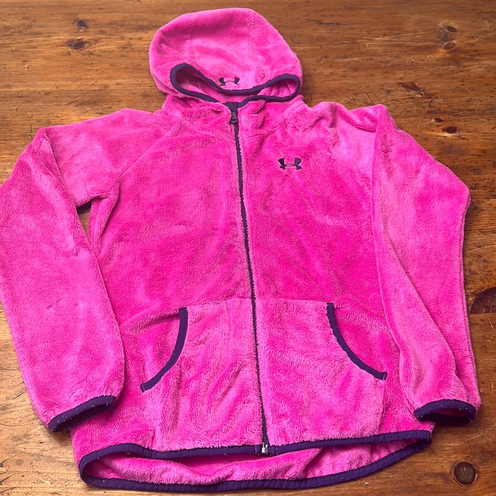Girls large under armour fleece zip up hoodie